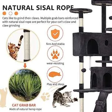 BestPet 70in Cat Tree Tower for Indoor Cats,Multi-Level, Furniture Activity Center with Scratching Posts Stand House Cat Condo with Funny Toys for Kittens Pet Play House,Dark Gray