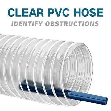 PVC Dust Collection Hose & 2 1/2" Ports 10', PVC Dust Collection Hose with Carbon Steel Wire Coil, Flexible Clear Heavy PVC Fume Collection Hose for dust collection systems
