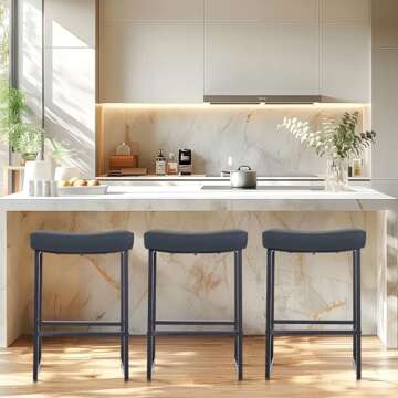 ALPHA HOME Bar Stools Backless Saddle Seat Barstools for Kitchen & Dining