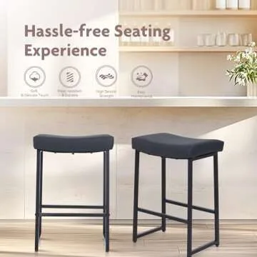 ALPHA HOME Modern Saddle Seat Bar Stools Set of 4
