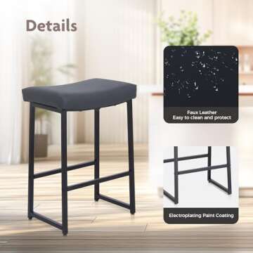 ALPHA HOME Modern Saddle Seat Bar Stools Set of 4