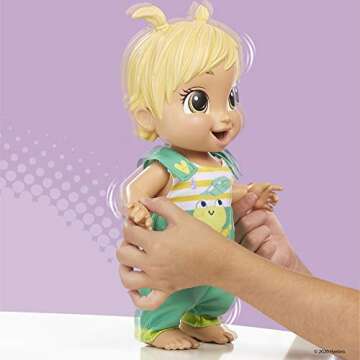 Baby Alive Baby Gotta Bounce Doll, Frog Outfit, Bounces with 25+ SFX and Giggles, Drinks and Wets, Blonde Hair Toy for Kids Ages 3 and Up
