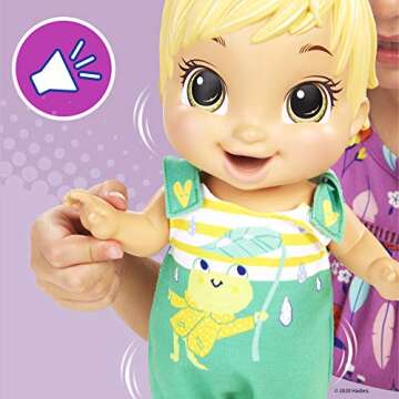 Baby Alive Baby Gotta Bounce Doll, Frog Outfit, Bounces with 25+ SFX and Giggles, Drinks and Wets, Blonde Hair Toy for Kids Ages 3 and Up
