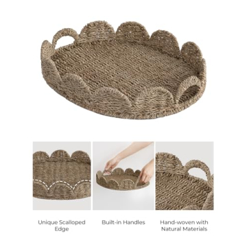 Stylish Scalloped Edge Wicker Serving Tray for Every Occasion