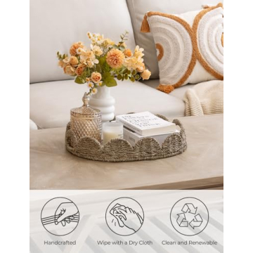 Stylish Scalloped Edge Wicker Serving Tray for Every Occasion