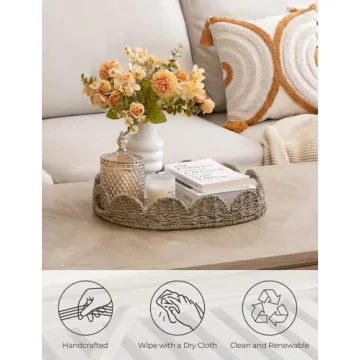 Stylish Scalloped Edge Wicker Serving Tray for Every Occasion