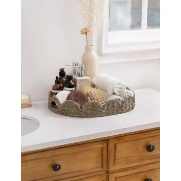 Stylish Scalloped Edge Wicker Serving Tray for Every Occasion