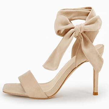 Coutgo Women’s Lace Up Stiletto Heeled Sandals - Elegant Suede Pumps