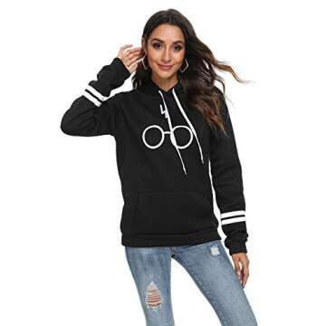 RGOSME Sweatshirts for Women Juniors Teens Aesthetic Potter Hoodies for Girls (Black,L)