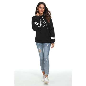 RGOSME Sweatshirts for Women Juniors Teens Aesthetic Potter Hoodies for Girls (Black,L)