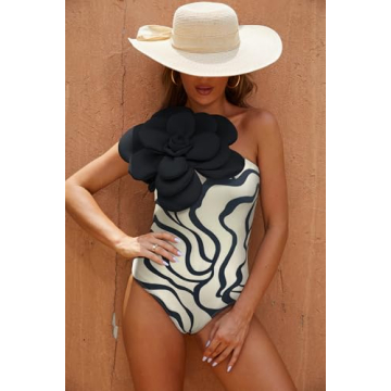Elegant SPORLIKE One Piece Swimsuit with 3D Flower Detail