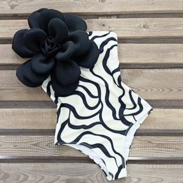 Elegant SPORLIKE One Piece Swimsuit with 3D Flower Detail