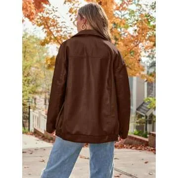 AUTOMET Womens Oversized Leather Jackets Faux Suede Fall Fashion Motorcycle Coats Winter Outfits Clothes Y2k Tops Caramel S