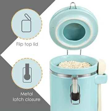 Canister Sets For The Kitchen (4 Piece) Turquoise, High Gloss Ceramic | By Home Basics | Decorative Set | With Wooden Spoons, Countertop For Flour, Sugar, Coffee, and Snacks