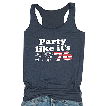 American Flag Tank Tops Women 4th of July Patriotic Vest Party Like It's 1776 Independence Day Racer...