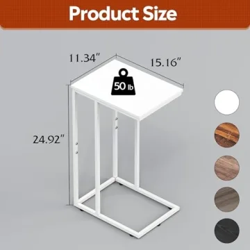 WLIVE C Shaped End Table - Perfect for Couch & Bed