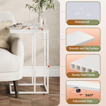 WLIVE C Shaped End Table - Perfect for Couch & Bed