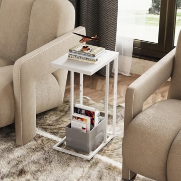 WLIVE C Shaped End Table - Perfect for Couch & Bed