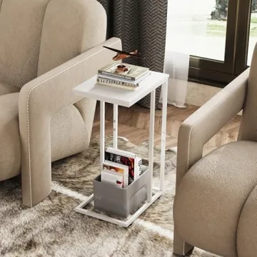 WLIVE C Shaped End Table - Perfect for Couch & Bed
