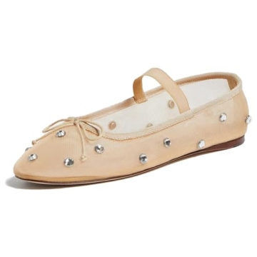 Olomisa Mesh Ballet Flats Crystal Embellished Comfort