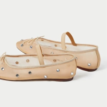 Olomisa Mesh Ballet Flats Crystal Embellished Comfort