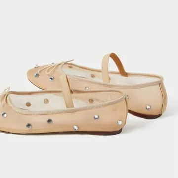 Olomisa Mesh Ballet Flats Crystal Embellished Comfort