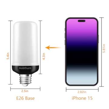 aobthurn Flame Light Bulbs, 4 Modes LED Flame Effect Light Bulb, E26 Base Flickering Light Bulb with...