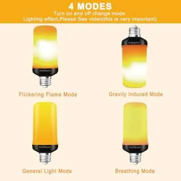 aobthurn Flame Light Bulbs, 4 Modes LED Flame Effect Light Bulb, E26 Base Flickering Light Bulb with Gravity Sensor,Flickering Light Bulbs Halloween Home Party (Update 2 Pack)