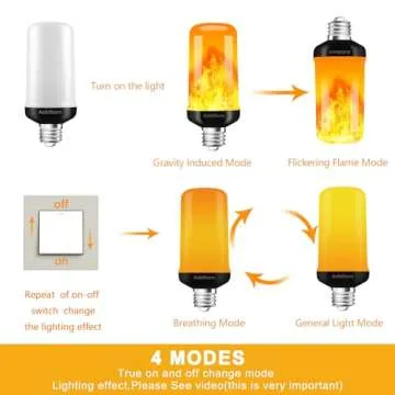 aobthurn Flame Light Bulbs, 4 Modes LED Flame Effect Light Bulb, E26 Base Flickering Light Bulb with Gravity Sensor,Flickering Light Bulbs Halloween Home Party (Update 2 Pack)
