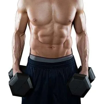 Hex Dumbbells Rubber Coated Cast Iron Hex Black Dumbbell Free Weights for Exercises 12 Pounds/Pair