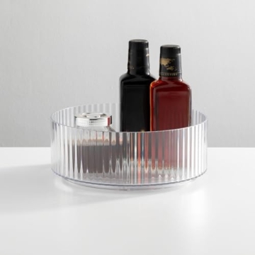 Elegant 9" Clear Fluted Lazy Susan Turntable for Home Organization