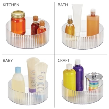 Elegant 9" Clear Fluted Lazy Susan Turntable for Home Organization