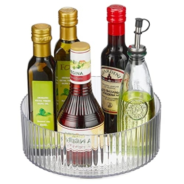 Elegant 9" Clear Fluted Lazy Susan Turntable for Home Organization