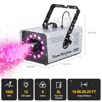 UPGREY 1500W Snow Machine - Perfect for Christmas and Parties with Remote Control