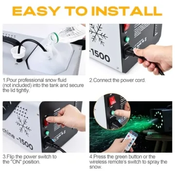 UPGREY 1500W Snow Machine for Parties with LED Light