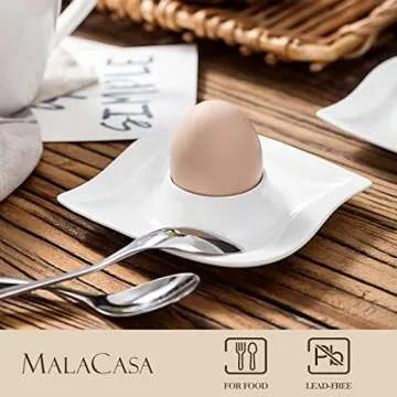 MALACASA Elegant White Egg Stand Set of 6