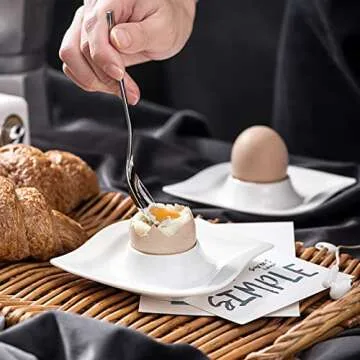 MALACASA Elegant White Egg Stand Set of 6