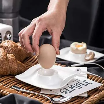 MALACASA Elegant White Egg Stand Set of 6