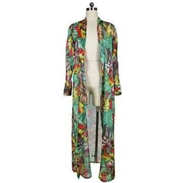 Beach Coverup for Women Chiffon Boho Bathing Suit Cover Ups Swimwear Beach Dress Kimono Cardigan Bikini Swim Cover Up Green