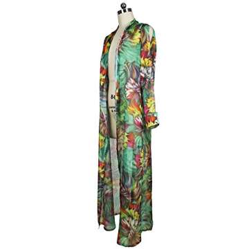 Beach Coverup for Women Chiffon Boho Bathing Suit Cover Ups Swimwear Beach Dress Kimono Cardigan Bikini Swim Cover Up Green