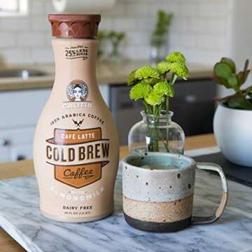 Califia Farms Café Latte Cold Brew Coffee with Almondmilk, 48 Oz (Pack of 8) | Dairy Free | Plant Based | Nut Milk | Vegan | Non-GMO