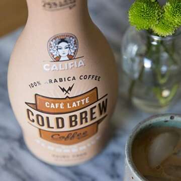 Califia Farms Café Latte Cold Brew Coffee with Almondmilk, 48 Oz (Pack of 8) | Dairy Free | Plant Based | Nut Milk | Vegan | Non-GMO