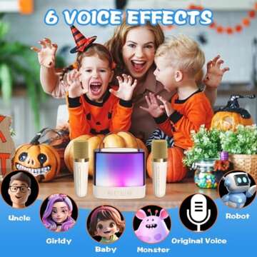 Flyxiregg Mini Karaoke Machine - Bluetooth Portable Karaoke Speaker with Bass with Dazzling Lights f...