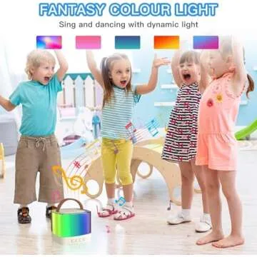 Flyxiregg Mini Karaoke Machine - Bluetooth Portable Karaoke Speaker with Bass with Dazzling Lights for Adults and Kids 2pcs Wireless Microphones, Birthday Gifts Toys for Girls Boys Family Party