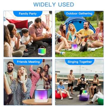 Flyxiregg Mini Karaoke Machine - Bluetooth Portable Karaoke Speaker with Bass with Dazzling Lights for Adults and Kids 2pcs Wireless Microphones, Birthday Gifts Toys for Girls Boys Family Party