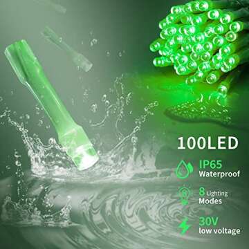 Oopswow 100 LED 33FT Fairy String Lights – Christmas & Party Decorations with 8 Modes