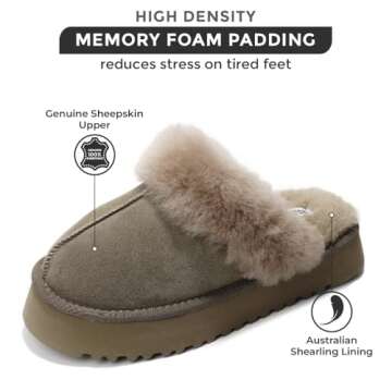 Project Cloud Slippers for Women - 100% Genuine Suede Womens platform slippers for women - Memory Foam Clogs for Women - Mules for women 2025 - Women Footwear Christmas Slippers (Viki, TAUP, 9)