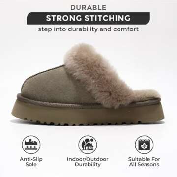 Project Cloud Slippers for Women - 100% Genuine Suede Womens platform slippers for women - Memory Foam Clogs for Women - Mules for women 2025 - Women Footwear Christmas Slippers (Viki, TAUP, 9)