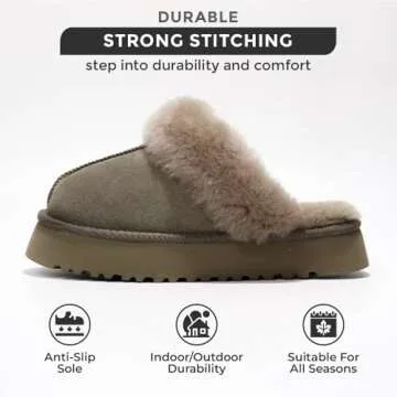 Project Cloud Slippers for Women - 100% Genuine Suede Womens platform slippers for women - Memory Foam Clogs for Women - Mules for women 2025 - Women Footwear Christmas Slippers (Viki, TAUP, 9)