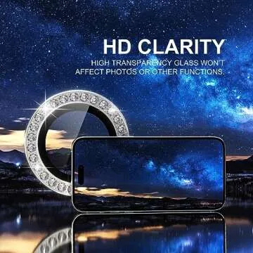 Choiche Compatible for iPhone 15 Pro/iPhone 15 Pro Max Camera Lens Protector Bling, 9H Tempered Glass Camera Cover Screen Protector Metal Ring Decoration Accessories (Diamond-Silver)